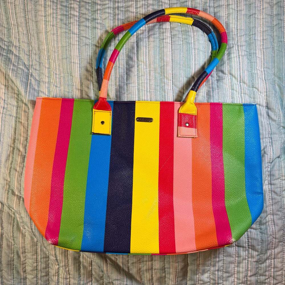 Buxton Multicolored Striped Leather Tote Bag